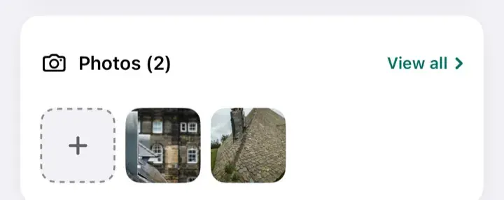 Two site photos of a chimney stack attached to the chimney stacks section in the iPhone app